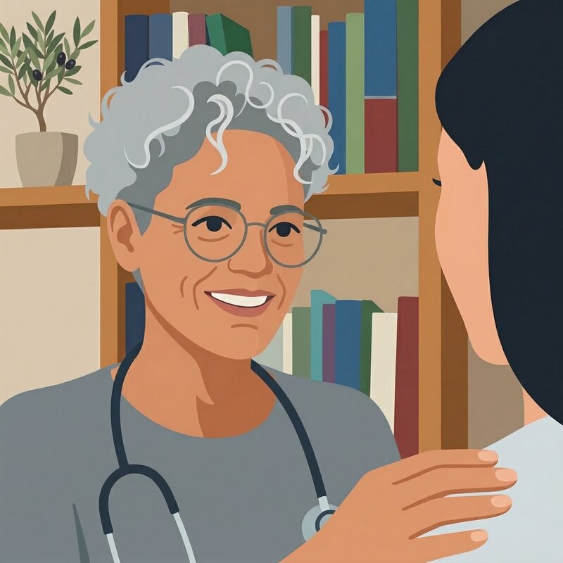 Illustration – Ärztin im Gespräch mit Patientin